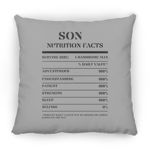 Nutrition Facts Pillow - Son - Black