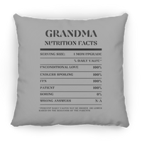 Nutrition Facts Pillow - Grandma - Black