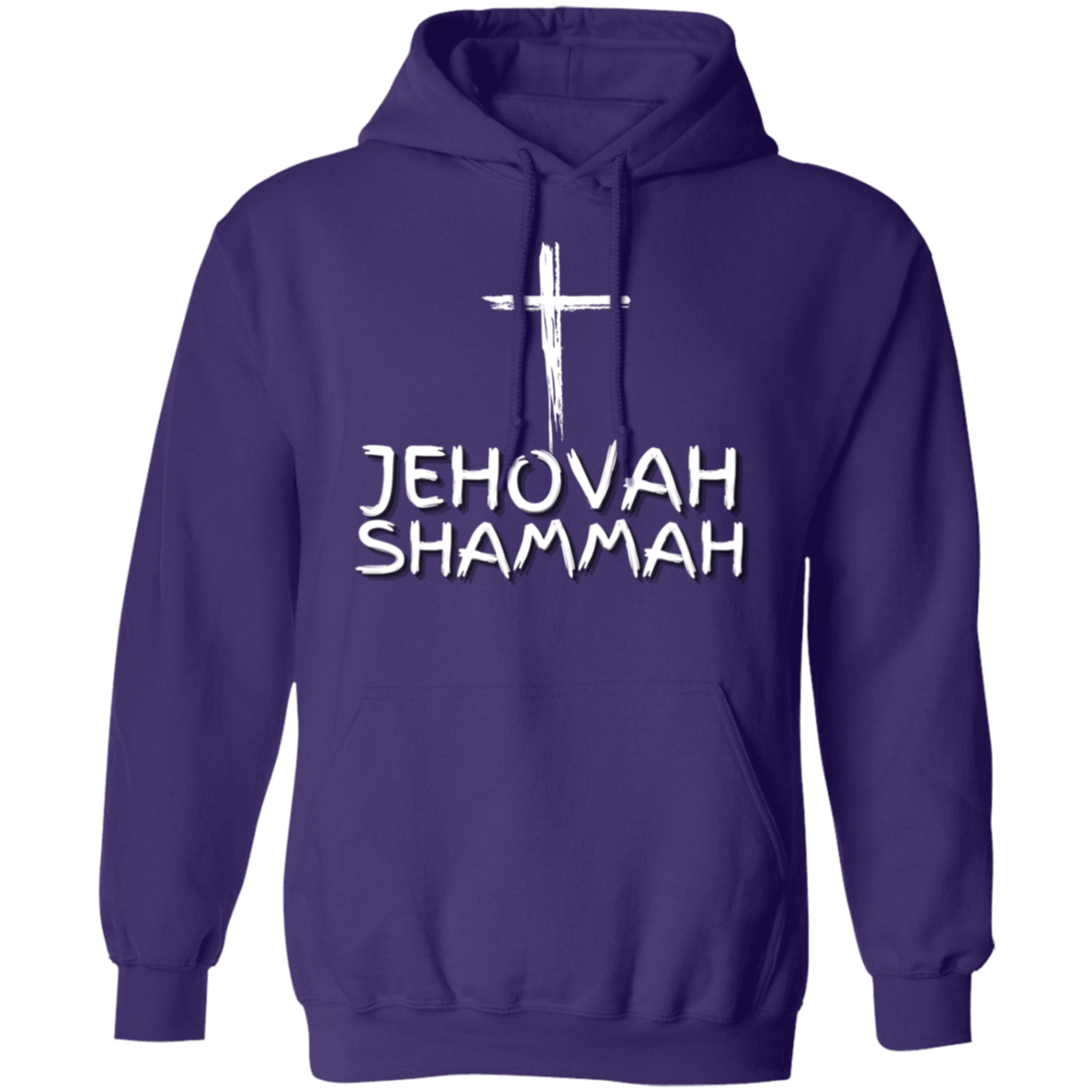 Jehovah Shammah Pullover Hoodie Front & Back - White