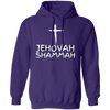 Jehovah Shammah Pullover Hoodie Front & Back - White