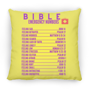 Emergency Bible Numbers Christian Pillow Purple