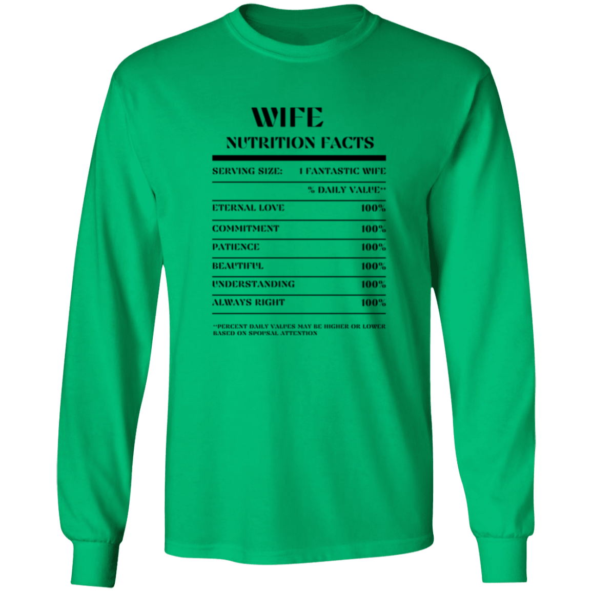 Nutrition Facts T-Shirt LS - Wife - Black