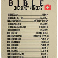 Emergency Bible Numbers Cozy Plush Fleece Blanket - Black