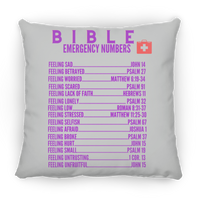 Emergency Bible Numbers Christian Pillow Purple