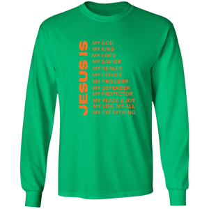 Jesus Is Christian T-Shirt - Long Sleeve Orange