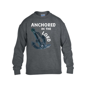 Anchored in the Lord Youth Crewneck Sweatshirt - White