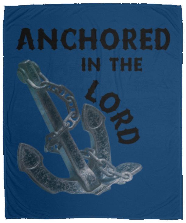 Anchored In The Lord Cozy Plush Fleece Blanket - Black