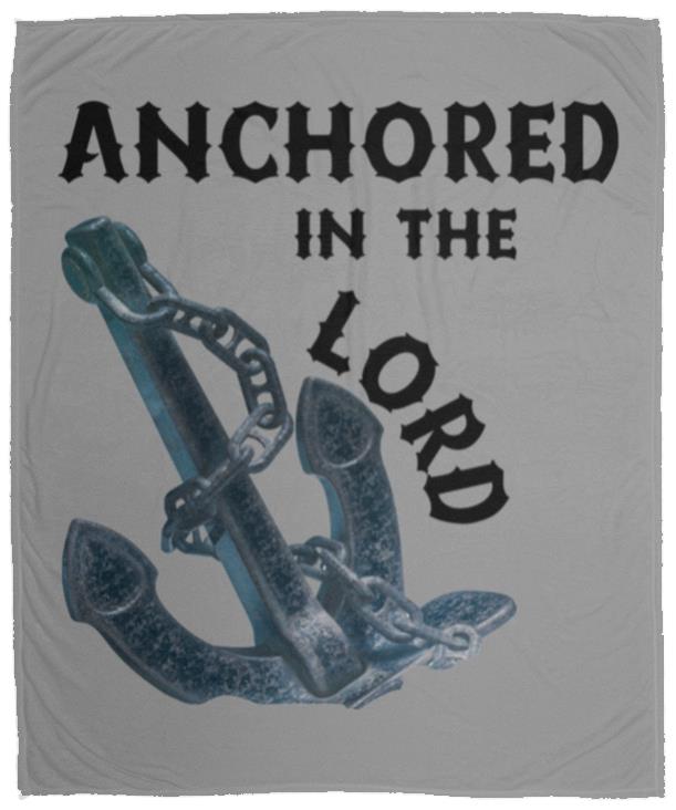 Anchored In The Lord Cozy Plush Fleece Blanket - Black