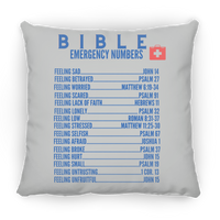 Emergency Bible Numbers Christian Pillow Blue