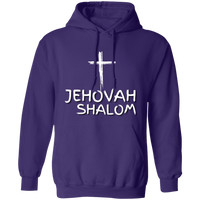 Jehovah Shalom Pullover Hoodie Front & Back - White