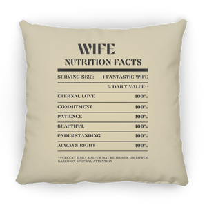 Nutrition Facts Pillow - Wife - Black