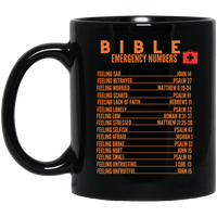 Emergency Bible Numbers Christian Mug Orange