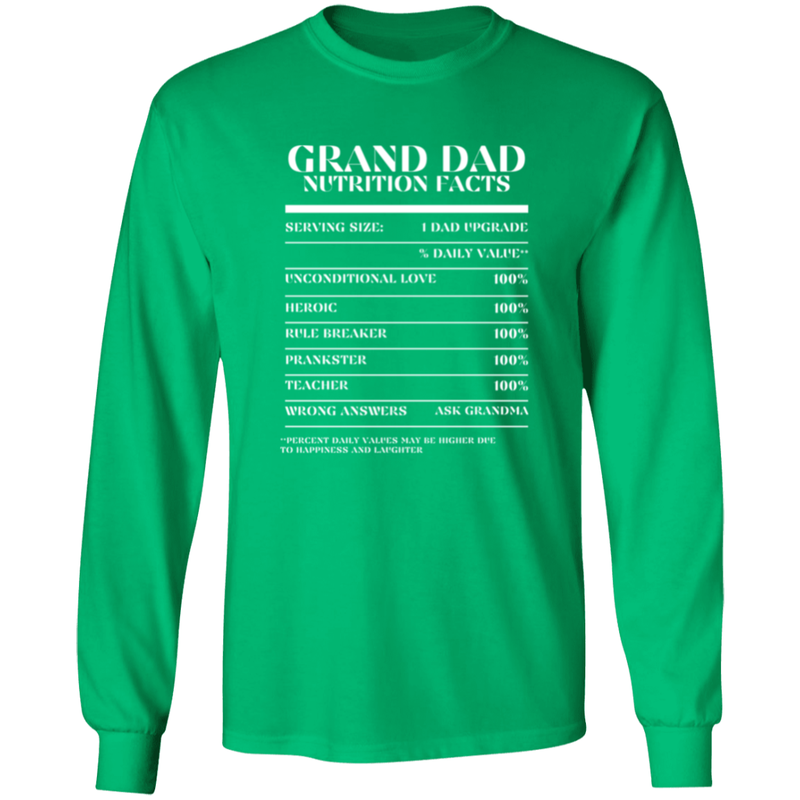 Nutrition Facts T-Shirt LS - Grand Dad - White