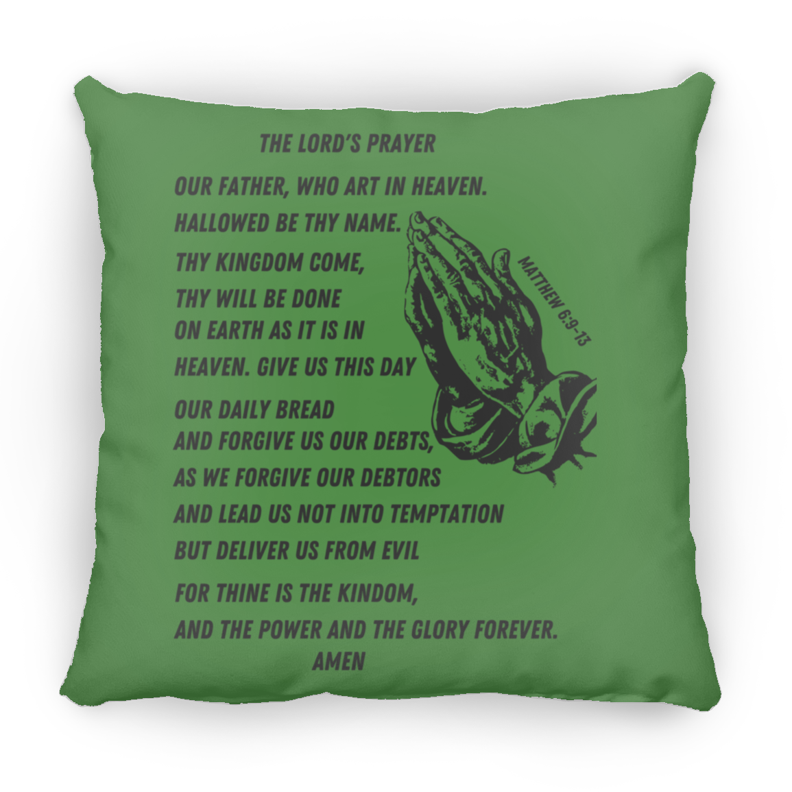 Lord's Prayer Black Pillow