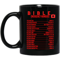 Emergency Bible Numbers Christian Mug Red