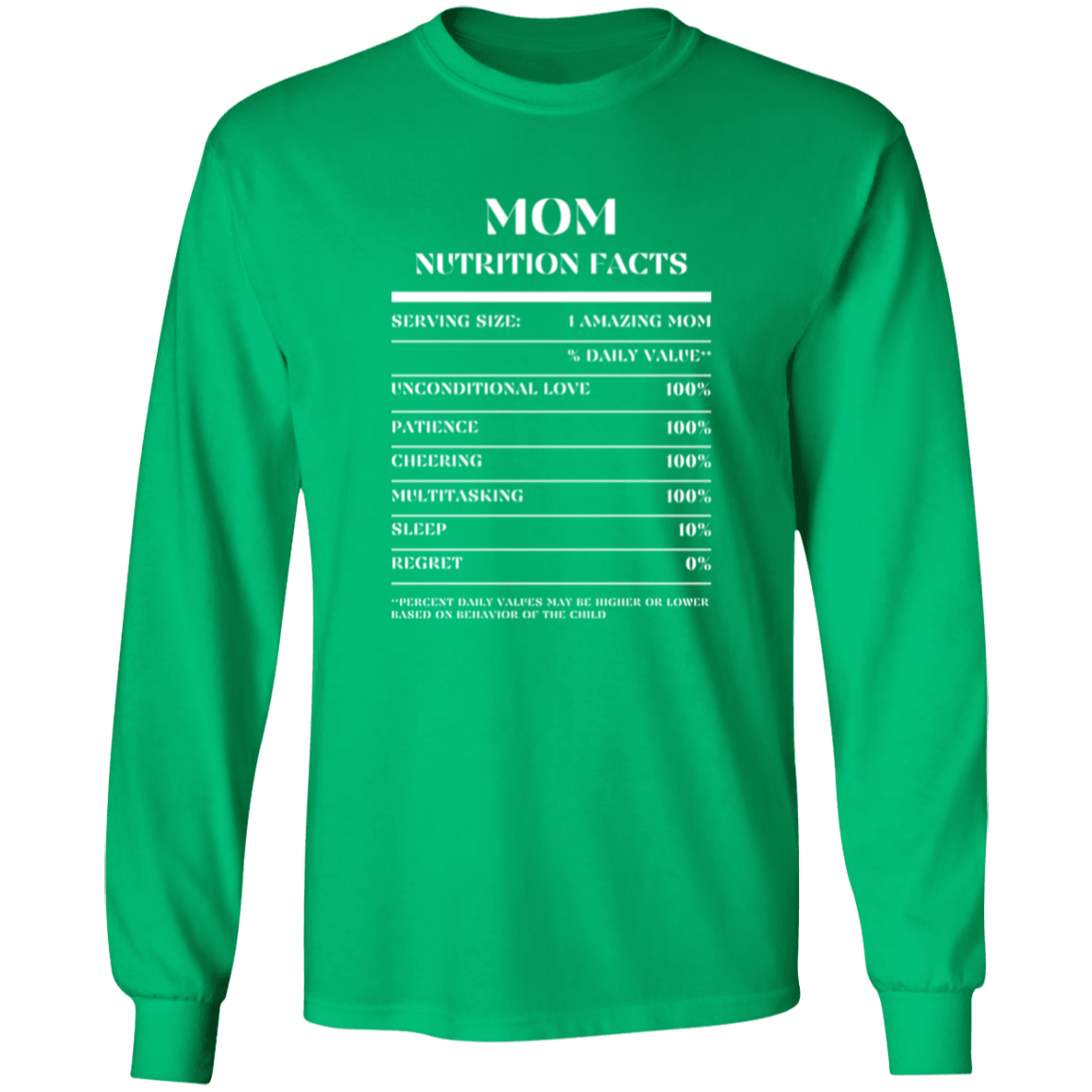 Nutrition Facts T-Shirt LS - Mom - White