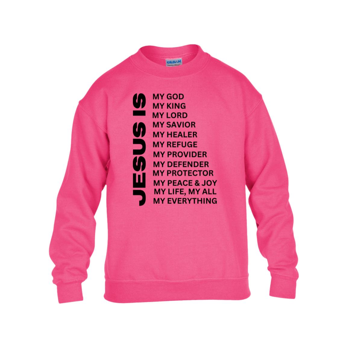 Jesus Is Youth Crewneck Sweatshirt - Black