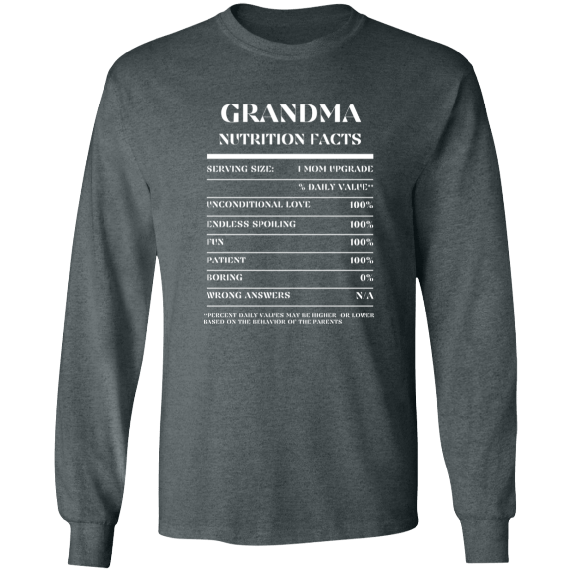Nutrition Facts T-Shirt LS - Grandma - White