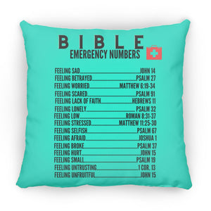 Emergency Bible Numbers Christian Pillow Black