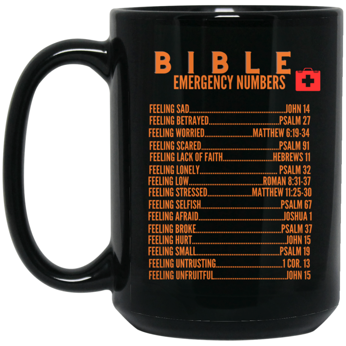 Emergency Bible Numbers Christian Mug Orange