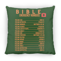 Emergency Bible Numbers Christian Pillow Orange