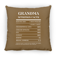 Nutrition Facts Pillow - Grandma - White