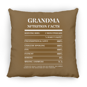 Nutrition Facts Pillow - Grandma - White