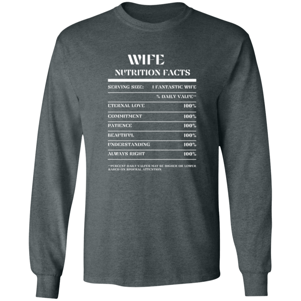 Nutrition Facts T-Shirt LS - Wife - White