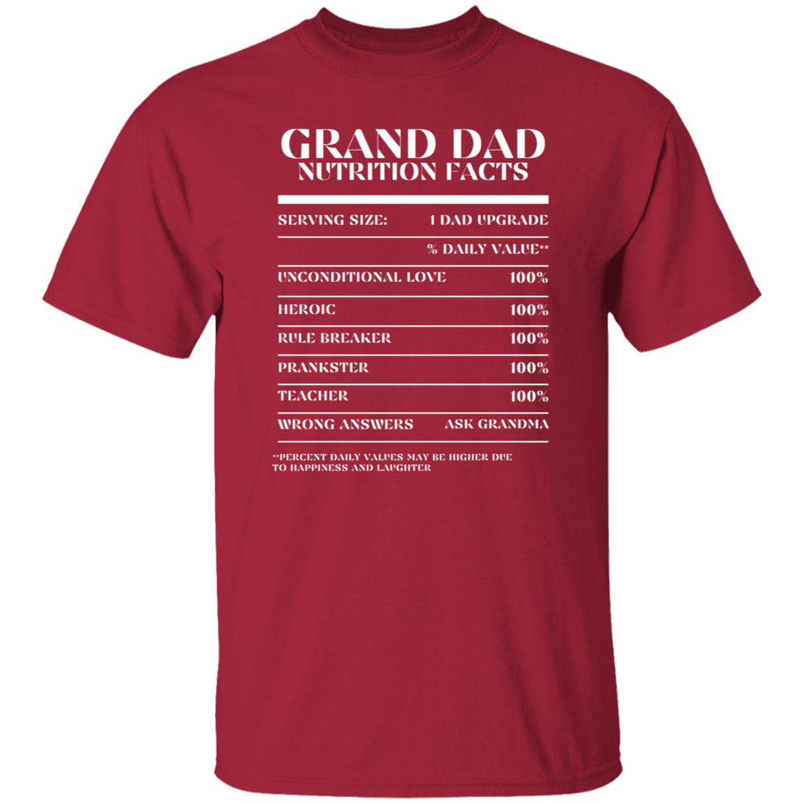 Nutrition Facts T-Shirt SS - Grand Dad - White