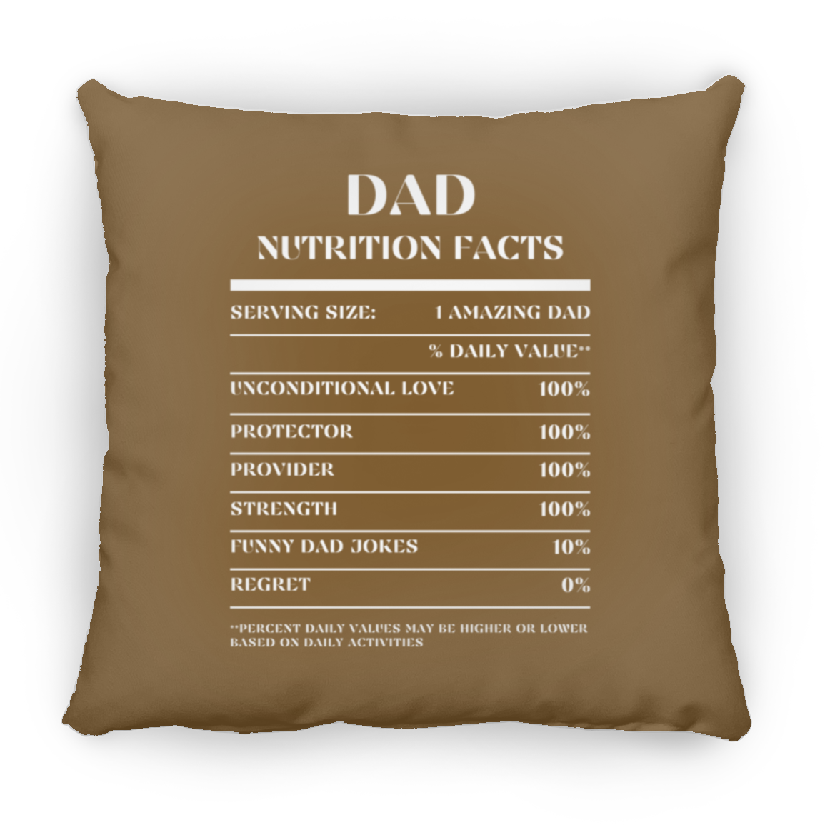 Nutrition Facts Pillow - Dad - White