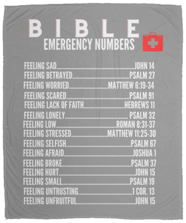 Emergency Bible Numbers Cozy Plush Fleece Blanket - White