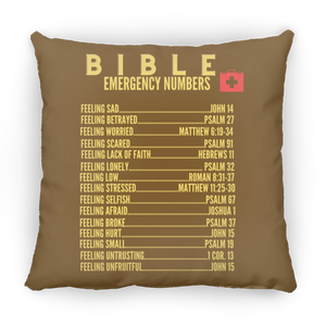 Emergency Bible Numbers Christian Pillow Gold