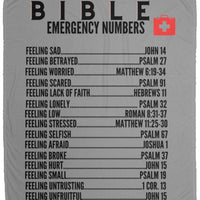 Emergency Bible Numbers Cozy Plush Fleece Blanket - Black