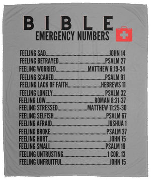 Emergency Bible Numbers Cozy Plush Fleece Blanket - Black