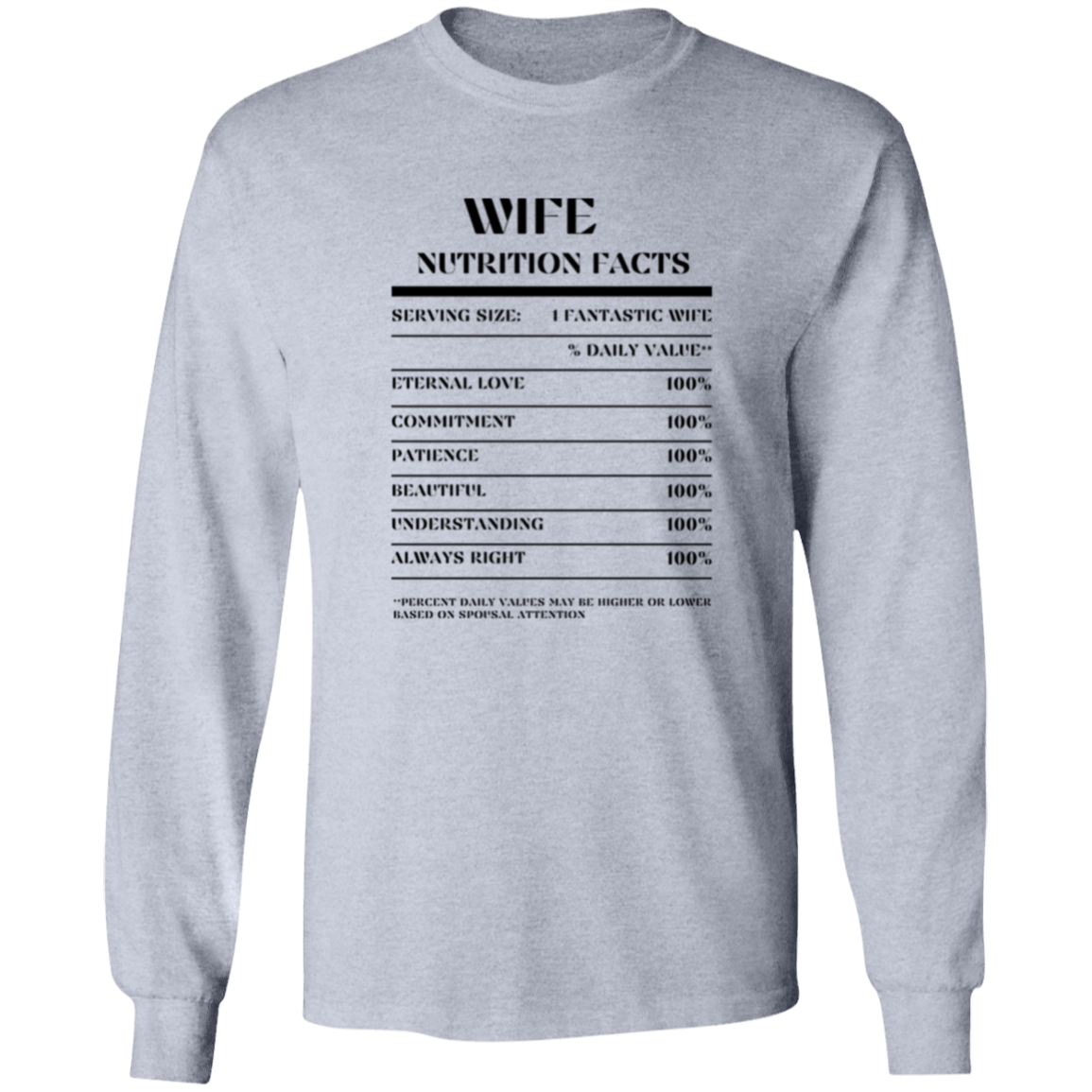 Nutrition Facts T-Shirt LS - Wife - Black