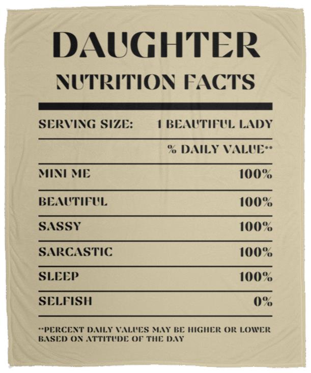 Nutrition Facts Daughter Cozy Plush Fleece Blanket - Black