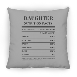 Nutrition Facts Pillow - Daughter - Black