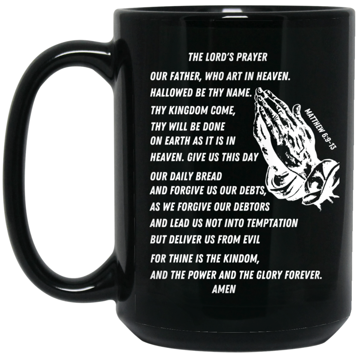 Lord's Prayer Black Mug