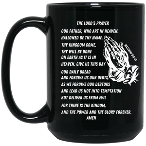 Lord's Prayer Black Mug