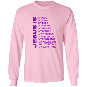 Jesus Is Christian T-Shirt - Long Sleeve Purple