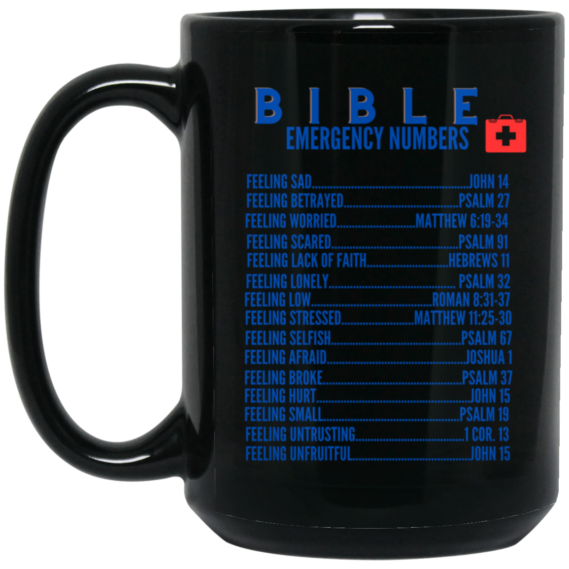 Emergency Bible Numbers Christian Mug Blue