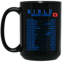 Emergency Bible Numbers Christian Mug Blue