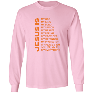 Jesus Is Christian T-Shirt - Long Sleeve Orange