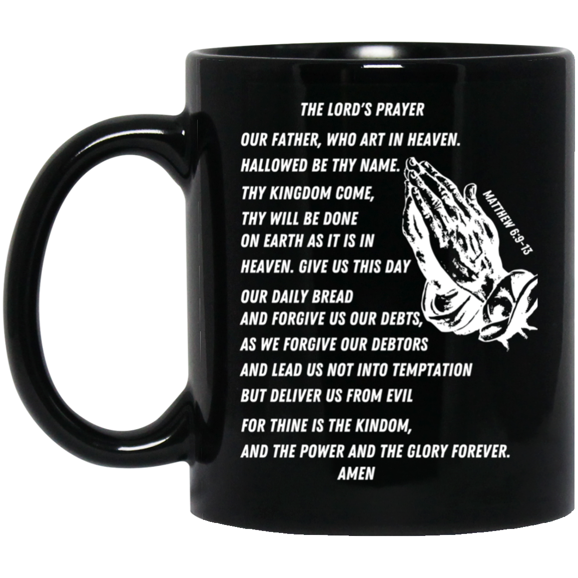 Lord's Prayer Black Mug