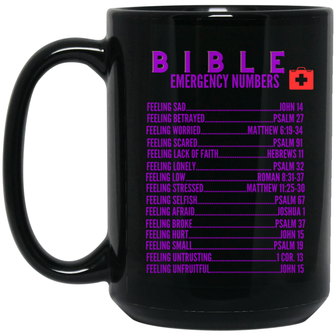 Emergency Bible Numbers Christian Mug Purple