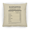 Nutrition Facts Pillow - Daughter - Black