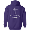 Jehovah Nissi Pullover Hoodie Front & Back - White