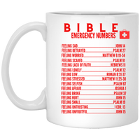 Emergency Bible Numbers Christian Mug Red