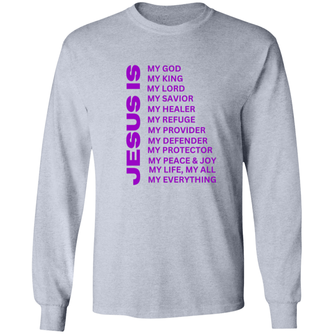 Jesus Is Christian T-Shirt - Long Sleeve Purple
