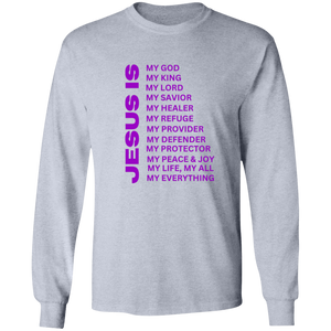 Jesus Is Christian T-Shirt - Long Sleeve Purple